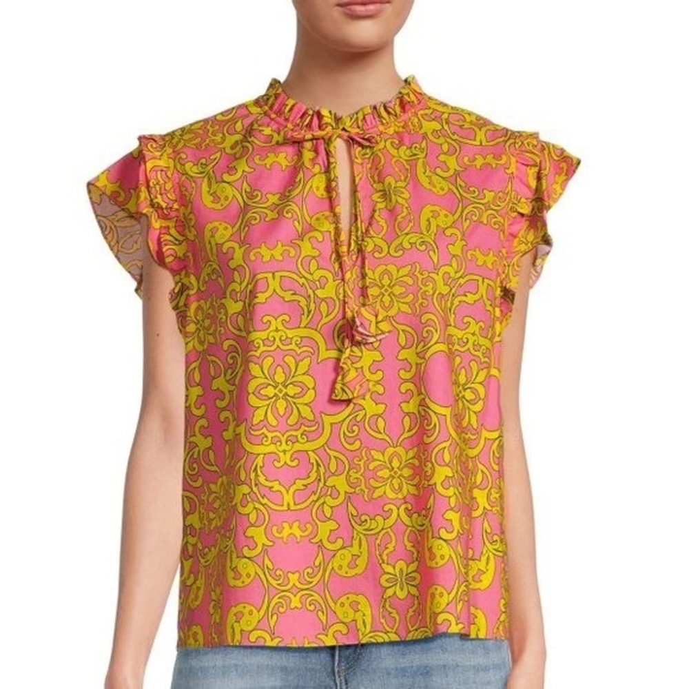 MISA Los Angeles Ruffle Short Sleeve Blouse (XS)